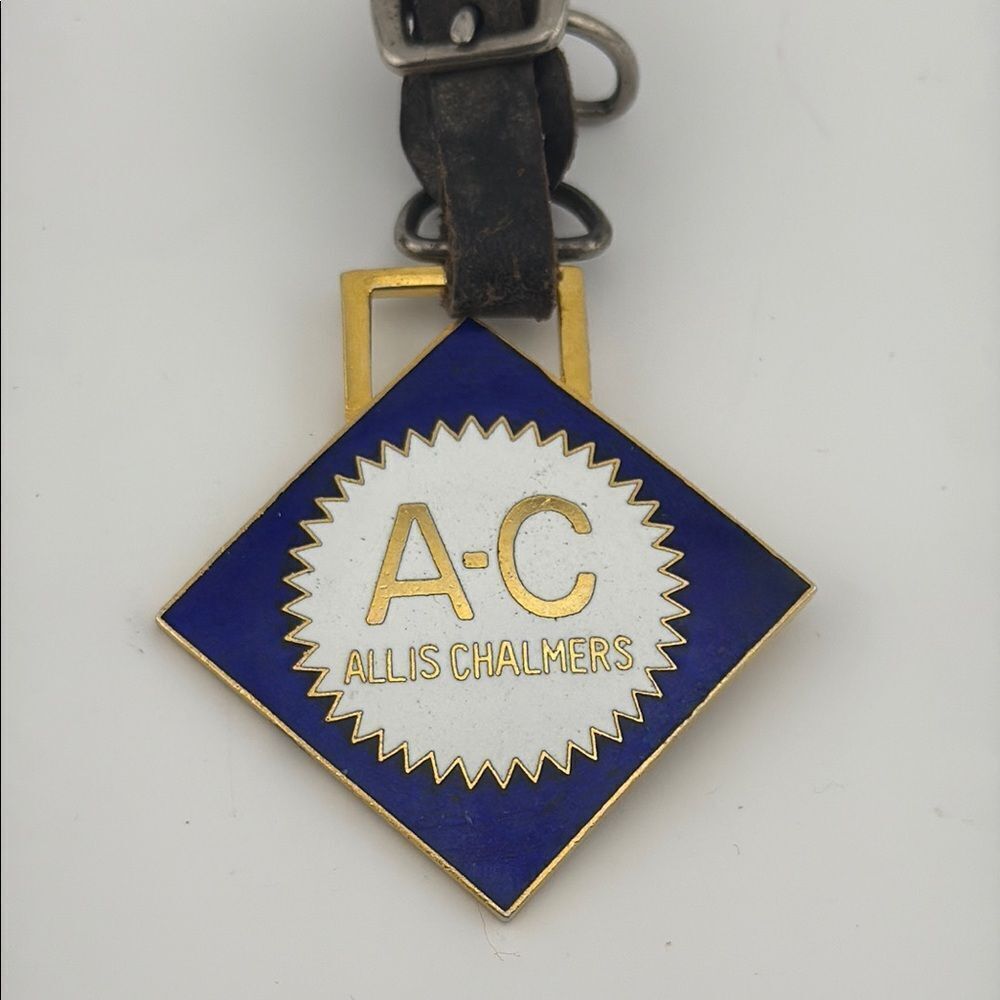 Vintage enamel Allis Chalmers Blue and Gold Fob Watch